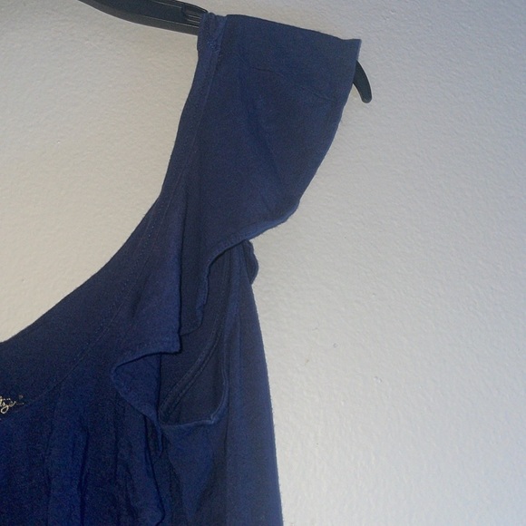 Lilly Pulitzer Aleesa Ruffle True Navy Blue Top Size L - Picture 6 of 8
